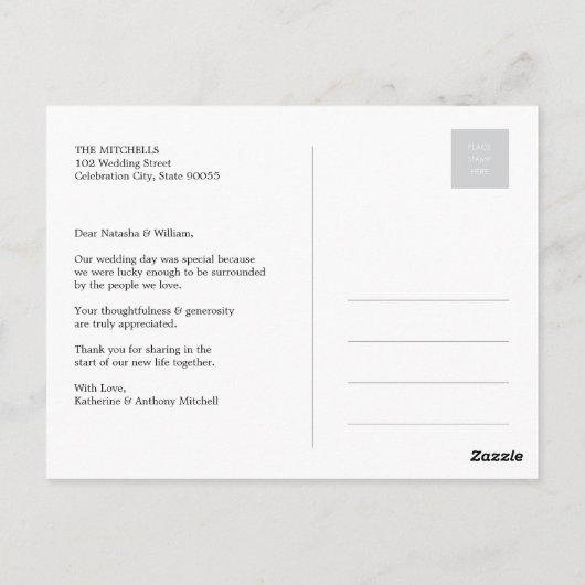 愛とスクリプ感謝していトの写真が結婚ありがとう ポストカード (裏面)