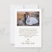 愛とスクリプ感謝していトの写真のコラージュのハート結婚の サンキューカード (裏面)