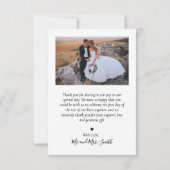 愛とスクリプ感謝していトの写真のコラージュのハート結婚の サンキューカード (裏面)