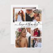 愛とスクリプ感謝していトの写真のコラージュのハート結婚の サンキューカード (正面/裏面)