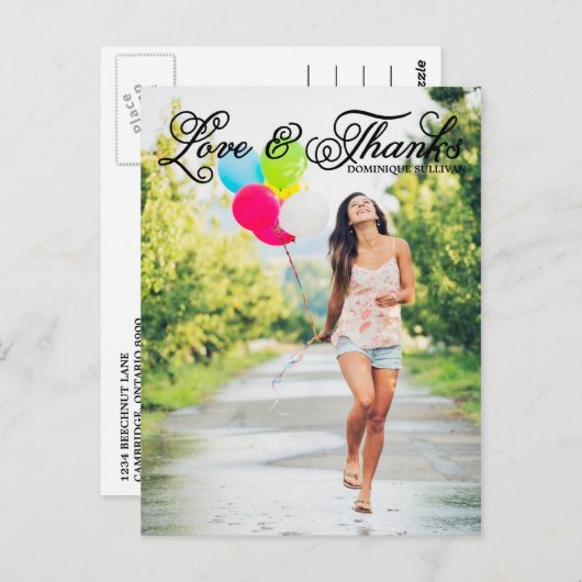 愛とスクリプ感謝していトの写真の卒業 ポストカード (正面/裏面)