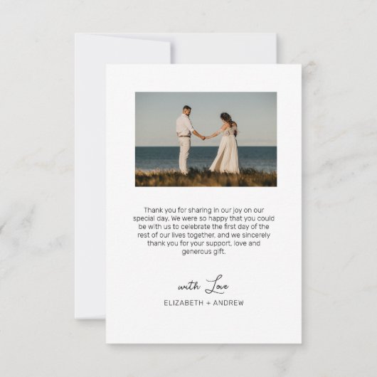 愛とスクリプ感謝していトの写真エレガントコラージュ サンキューカード (裏面)