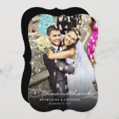 愛とスクリプ感謝していトエレガントシックな写真結婚の サンキューカード (正面/裏面)