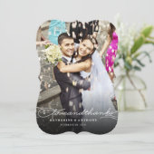 愛とスクリプ感謝していトエレガントシックな写真結婚の サンキューカード (スタンド正面)