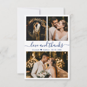 愛とスクリプ感謝していトホワイト・ネイビー結婚の写真 サンキューカード