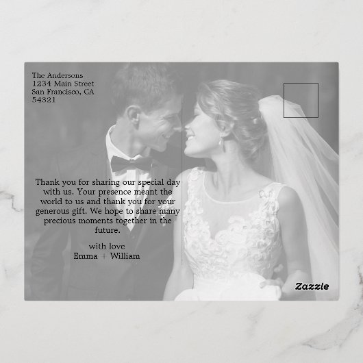 愛とスクリプ感謝していト写真のオ結婚ーバーレイ 箔シーズンポストカード (裏面)