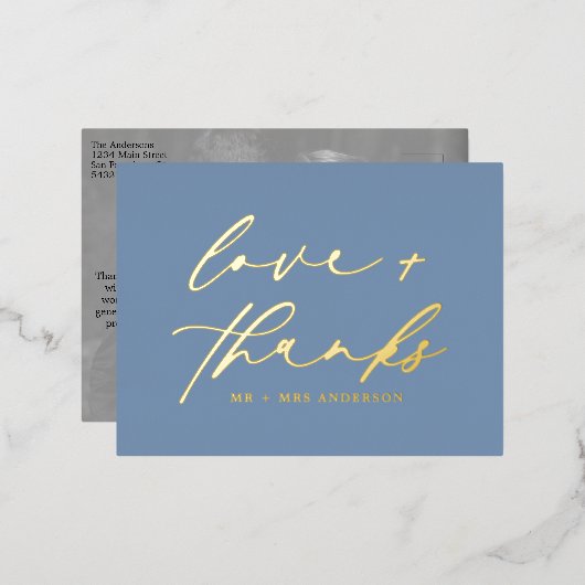 愛とスクリプ感謝していト写真のオ結婚ーバーレイ 箔シーズンポストカード (正面/裏面)