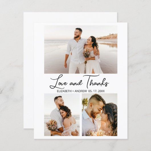 愛とスクリプ感謝していト写真コラージュの予算カード (正面/裏面)