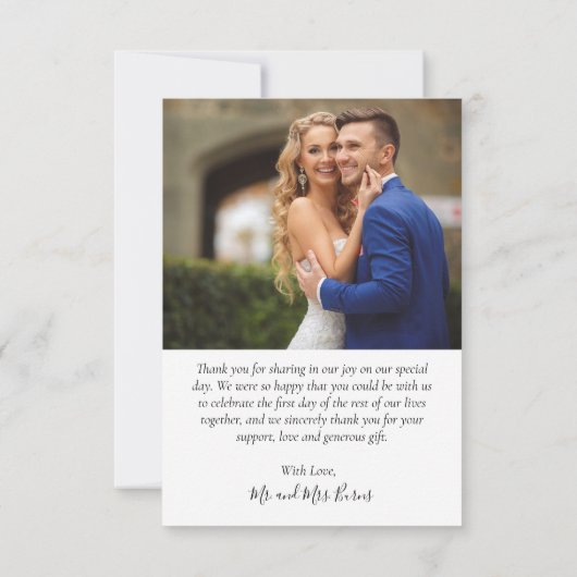 愛とスクリプ感謝していト写真ハート結婚の サンキューカード (裏面)