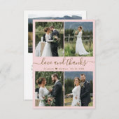 愛とスクリプ感謝していト赤面フォトコラージュ結婚ズ サンキューカード (正面/裏面)