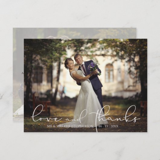 愛とスクリプ感謝していト2枚の写真結婚の ポストカード (正面/裏面)
