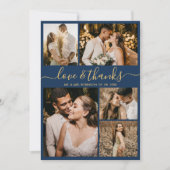 愛とスクリプ感謝していトNavy Photo Collage結婚's サンキューカード (正面)