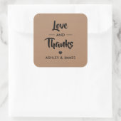 愛とステッ感謝していク、結婚のギフトラベル、クラフト スクエアシール (バッグ)