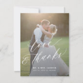 愛とス感謝していトモダンスクリプト2枚の写真結婚の サンキューカード (正面)