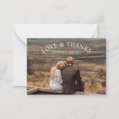 愛とス感謝していモダンプト2枚の写真結婚カード ノートカード (正面)
