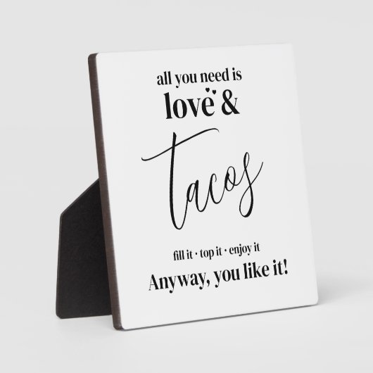 愛とタコスはイーゼルと卓上プラークにサイン フォトプラーク (正面)