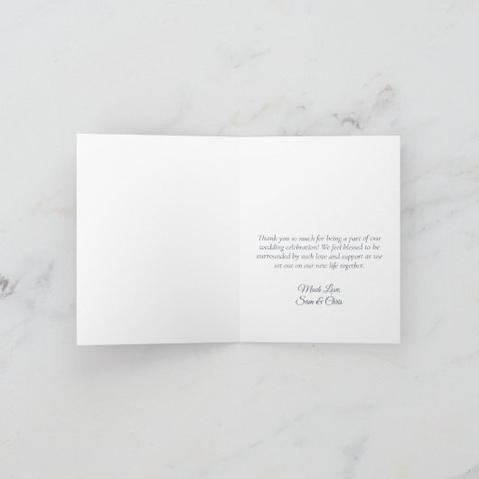 愛とダスティ感謝していブルーバラの結婚写真 サンキューカード (内部)