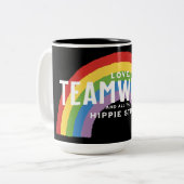 愛とチームワークとヒッピー物 ツートーンマグカップ (正面左)