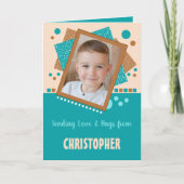 愛とハグの送信ターコイズ茶色の写真 カード (正面)