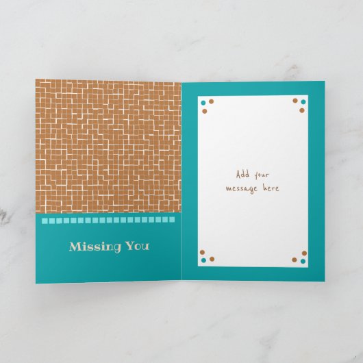 愛とハグの送信ターコイズ茶色の写真 カード (内部)