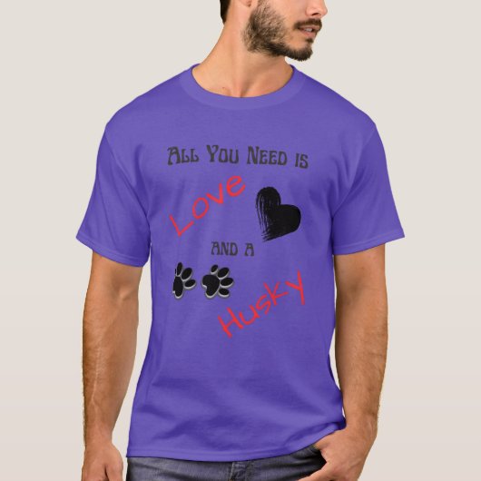 愛とハスキーの友達 Tシャツ (正面)