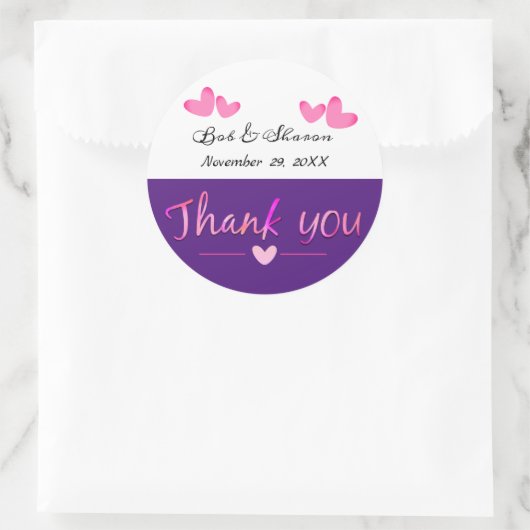 愛とハートありがとう結婚式の引き出物シール ラウンドシール (バッグ)