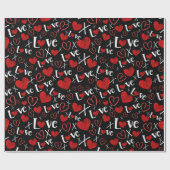 愛とハートのシームレスなパターン ラッピングペーパー (フラット)