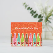 愛とハートインボトルお洒落バレンタインデー シーズンポストカード (スタンド正面)