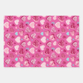 愛とハートスケッチピンクパターンバレンタインデー ラッピングペーパーシート (正面3)
