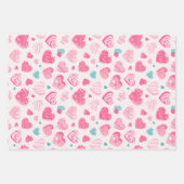 愛とハートスケッチピンクパターンバレンタインデー ラッピングペーパーシート (正面)