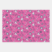愛とハートドードルピンクパターンバレンタインデー ラッピングペーパーシート (正面2)