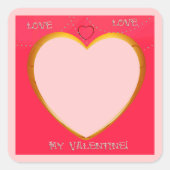 愛とハートフレーム写真の追加 スクエアシール (正面)