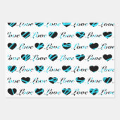 愛とハート白黒ラッピング紙 ラッピングペーパーシート (正面2)