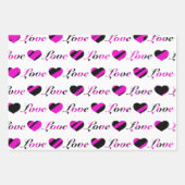 愛とハート白黒ラッピング紙 ラッピングペーパーシート (正面)