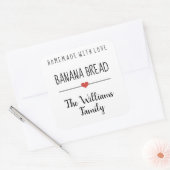 愛とバナナのパン自家製シンプル白スクアール スクエアシール (封筒)