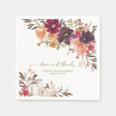 愛とパンプキ感謝していンバルガンディのフローラ結婚の スタンダードカクテルナプキン (正面)