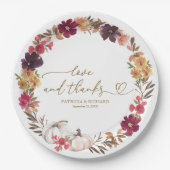 愛とパンプキ感謝していンバルガンディのフローラ結婚の ペーパープレート (正面)