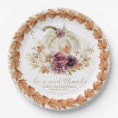 愛とパンプ感謝していキのフローラ結婚の ペーパープレート (正面)
