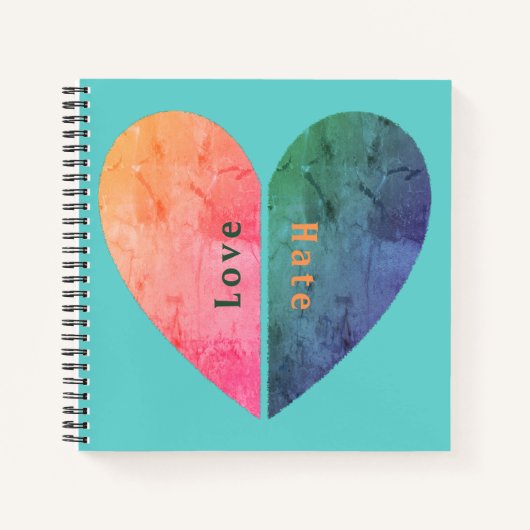 愛とパーソナライズされた憎エレガントしみの半ハート ノートブック (正面)
