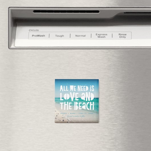 愛とビーチの行先日付を保存 マグネット (インサイチュ (食洗機))