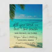 愛とビーチの行先日付を保存 案内ポストカード (正面)