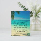 愛とビーチの行先日付を保存 案内ポストカード (スタンド正面)