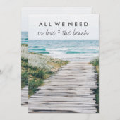 愛とビーチの駆け落ちウェディングレセプション 招待状 (正面/裏面)