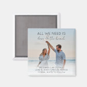 愛とビーチ日付写真を保存 マグネット (正面/裏面)