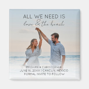 愛とビーチ日付写真を保存 マグネット