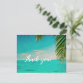 愛とビーチ結婚式ありがとうポストカード ポストカード (スタンド正面)