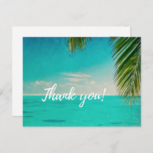 愛とビーチ結婚式ありがとうポストカード ポストカード (正面/裏面)