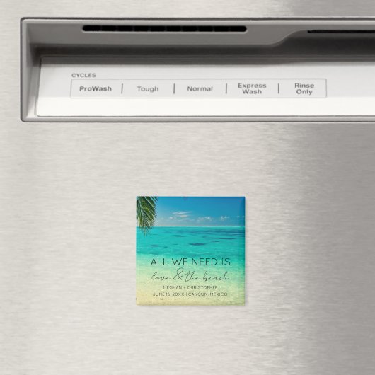 愛とビーチ結婚式の好意 マグネット (インサイチュ (食洗機))