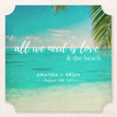 愛とビーチ結婚式コースター ペーパーコースター (正面)