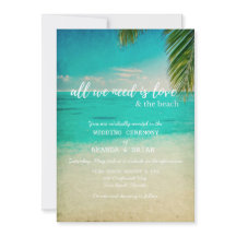 愛とビーチ結婚式招待状